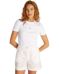 Calvin Klein - Ck Jeans Gewoven Label Rib Fitted Tee J20j225245 - Lyst