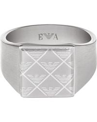 Emporio Armani - EGS313604011 Bague en acier inoxydable argenté avec logo aigle pour homme Sans pierres précieuses - Lyst