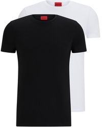 HUGO - Two-pack Of Slim-fit T-shirts In Stretch Cotton - Lyst