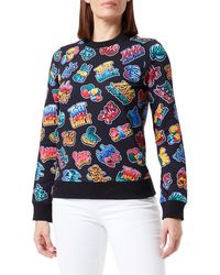 Love Moschino - Long Sleeves Crew-neck Brand Printed Fleece Sweatshirt - Lyst