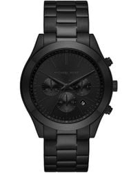 Michael Kors - Reloj para hombre Slim Runway de acero inoxidable en color negro con cronógrafo - Lyst