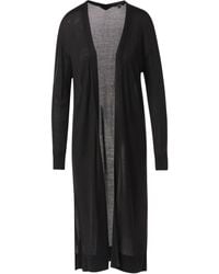Comma, - Lange Strickjacke mit Rippbündchen und seitlich geschlitztem Saum schwarz S - Lyst