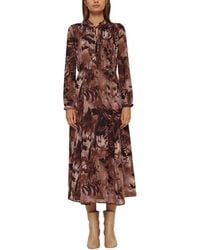 Esprit - Collection Gerecycleerd: Midi-jurk Van Chiffon Met Print - Lyst