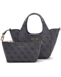 Guess - Calista 2 in 1 Mini Tote Coal Logo - Lyst