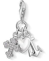 Thomas Sabo - Charm-Anhänger Glaube Liebe Hoffnung Kreuz Herz Anker 925 Sterling Silber 0409-051-14 - Lyst