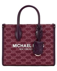 Michael Kors Mirella Small Shopper Top Zip Tote Crossbody Carmine Pink  Leather