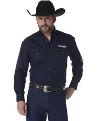 Wrangler - Mens Western Logo Two Pocket Long Sleeve Button Down Shirt - Lyst