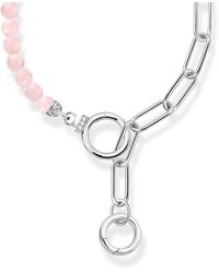 Thomas Sabo - Silver Necklace With Link Chain Elements And Rose Quartz Beads 925 Sterling Silver Ke2193-035-9 - Lyst