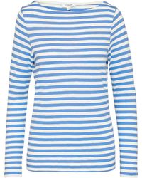 S.oliver - Geringeltes Langarmshirt aus Flammgarn mit U-Boot-Ausschnitt Royalblau 44 - Lyst