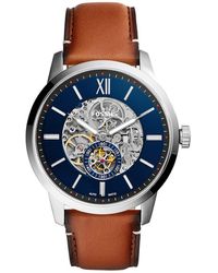 Fossil Skeleton Automatik Uhr mit Leder Armband ME3154 - Blau