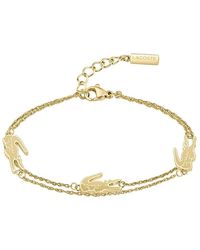 Lacoste - Bracelet Chaîne Double pour Collection CROCODILE en Or Jaune avec des Charms en forme de Crocodile - 2040470 - Lyst