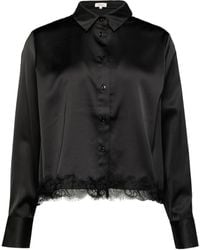 S.oliver - Satin-Bluse mit Spitzen-Detail schwarz 44 - Lyst