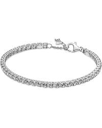 PANDORA - Timeless Sterling Silver Sparkling Tennis Bracelet - Lyst