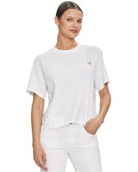 Guess - JEANS T-SHIRT MANICHE CORTE DONNA BIANCO - Lyst