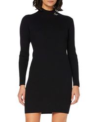 Calvin Klein Roll Neck Sweater Dress Vestido - Negro