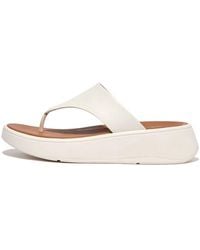 Fitflop - S F Mode Flatform Toe Post Leather Cream Sandals 5.5 Uk - Lyst