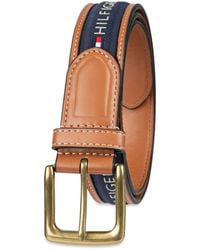 Tommy Hilfiger - Ribbon Inlay Fabric Belt With Single Prong Buckle - Lyst