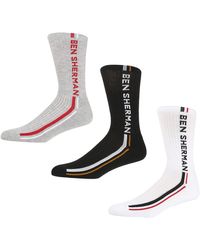 Ben Sherman - Underwear s Thick Crew Sport Socks in Black/White/Grey with Colour Print Authentic Branding-Multipack of 3 Sportsocken - Lyst