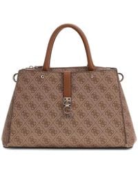 Guess - Zamira Luxury Satchel Latte Logo - Lyst