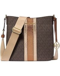 Michael Kors - Jet Set Travel Small Signature Logo und Metallic Messenger Bag - Lyst