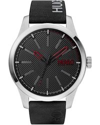 HUGO - #invent Stainless Steel Quartz Watch With Leather Calfskin Strap - Lyst