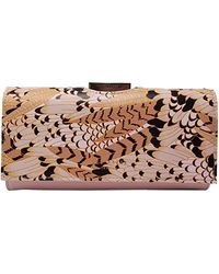 Ted Baker - Feria Sunburst Feather Large Bobble Purse In Pale Pink Leather - Lyst