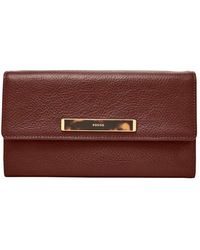 FOSSIL Emma Flap Clutch Portafoglio RFID Multi NEUTRO NERO MARRONE NUOVO