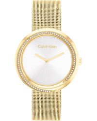 Calvin Klein - Montre Analogique à Quartz pour Collection Twist avec Bracelet Milanais en Acier Inoxydable de Couleur Dorée - Lyst
