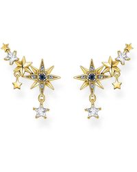 Thomas Sabo - Sabo Ohrringe Ear Climber Royalty Sterne mit Steinen aus 925 Sterlingsilber 750er Gelbgold-Vergoldung - Lyst