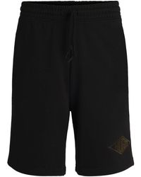 HUGO - Damtus Shorts aus Baumwoll-Terry mit Logo-Stickerei Schwarz001 XL - Lyst
