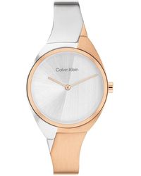 Calvin Klein - Quartz Stainless Steel Case And Bangle Bracelet Watch - Lyst