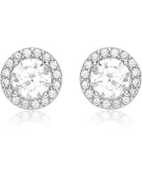 Amazon Essentials - 9ct White Gold Cubic Zirconia Halo Stud Earrings - Lyst