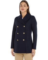 Tommy Hilfiger - Wolmix Prep Klassieke Peacoat Geweven Jassen - Lyst