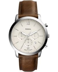 Fossil - Neutra Quartz Stainless Steel And Leather Chronograph Watch - Lyst