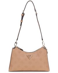 Guess - Cresidia Top Zip Shoulder Bag Beige - Lyst