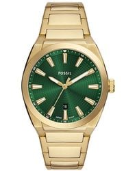 Fossil - Everett Three-hand Date Gold-tone Stainless Steel Watch - Lyst