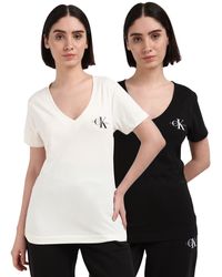 Calvin Klein - Jeans Donna T-Shirt iche Corte Confezione da 2 Scollo a V - Lyst