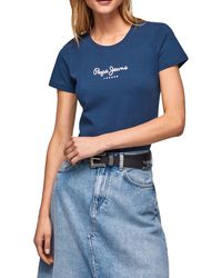 Pepe Jeans - New Virginia T-shirt Slim Fit Short Sleeve Blue - Lyst