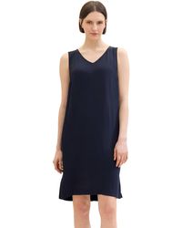 Tom Tailor - Basic Sommer-Kleid mit V-Ausschnitt - Lyst