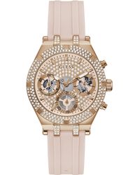 Guess - Thru 38mm Watch – Rose Gold-tone Glitz Dial Rose Gold-tone Stainless Steel Case With Pink Silicone - Lyst