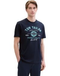 Tom Tailor - T-Shirt mit Logo-Print aus Baumwolle - Lyst