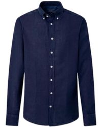 Hackett - Hackett Garment Dye Linen B Long Sleeve Shirt M - Lyst