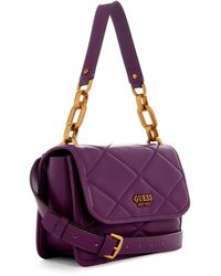 Guess - Cilian Top Handle Flap Bag Amethyst - Lyst