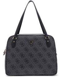 Guess - Sac shopper sac de voyage pour ordinateur portable Travel Tote Coal Logo gris foncé - Lyst