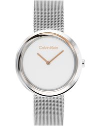 Calvin Klein - Quartz Two Tone Stainless Steel And Mesh Bracelet Watch - Lyst
