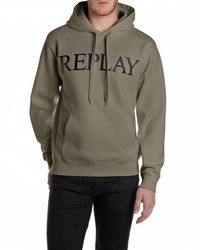 Replay - Kapuzensweatshirt mit großem Markenprint vorn - Lyst