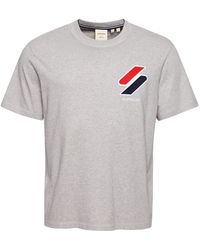 Superdry - Klassisches T-Shirt mit Applikation Grau Meliert XL - Lyst