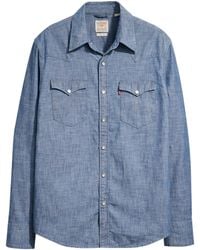 Levi's - Barstow Western Standard Hemd,Grant Mid Blue Chambray,XS - Lyst