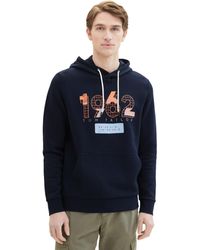 Tom Tailor - Hoodie Sweatshirt mit Print aus Baumwolle - Lyst