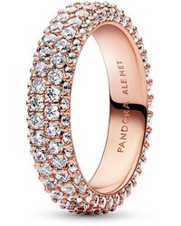 PANDORA - Anello da donna senza tempo Pavé oro rosa 182629C01 - Lyst